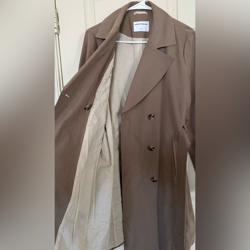 Amazon Essentials Brown Double-Breasted Trench Co… - image 2